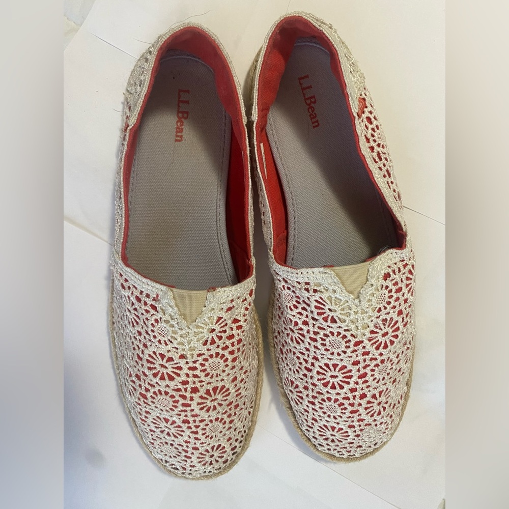 LL Bean - White Chrochet Espadrilles - Size 9.5